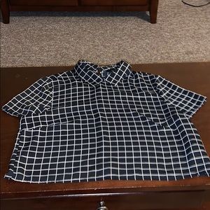 White and black collard shirt